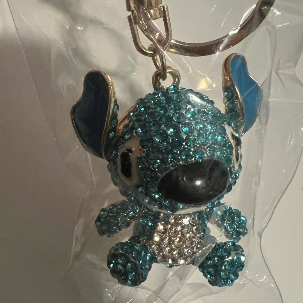 Blue Stitch Crystal Keychain